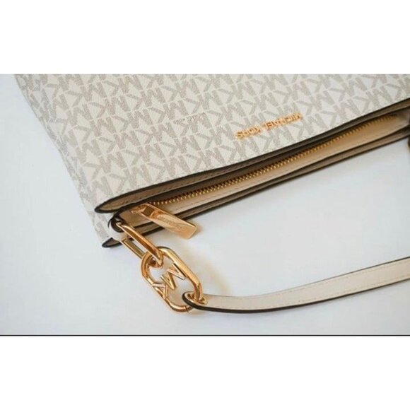 Michael Kors crossbody bag trisha medium MK signature purse lt cream multi - Picture 4 of 5
